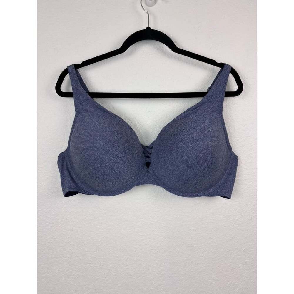 Torrid Curve 46D blue knit underwire boost‎ padded t-shirt bra casual